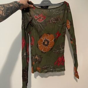MaxMara Green Floral Long Sleeve Top